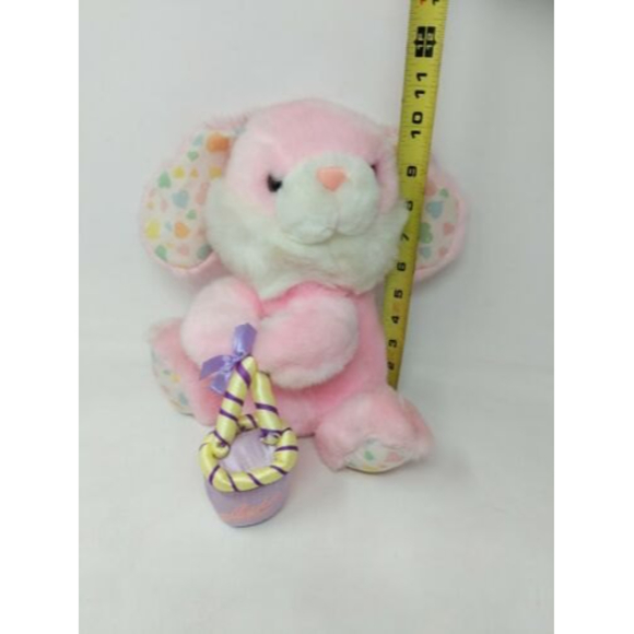 Fairview Basket Buddies Easter Bunny Rabbit Plush Pink Hearts 10" VTG Stuffed - Picture 10 of 11